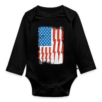 Electrician US Flag - Organic Longsleeve Baby Bodysuit - black - Front