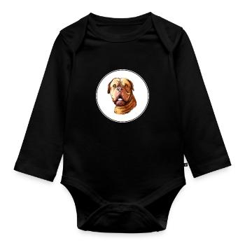 Dogue De Bordeaux Aquarelle pour chien Illustration - Body Bébé bio manches longues - noir - Devant