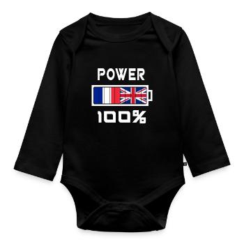 Großbritannien und Frankreich ernähren sich zu 100% - Baby Bio-Langarm-Body - Schwarz - Vorne