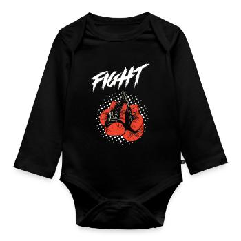 Boxing Fight - Organic Longsleeve Baby Bodysuit - black - Front