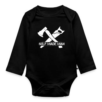 selfmade man Symbol Axt Säge Werkzeug Icon Logo - Baby Bio-Langarm-Body - Schwarz - Vorne