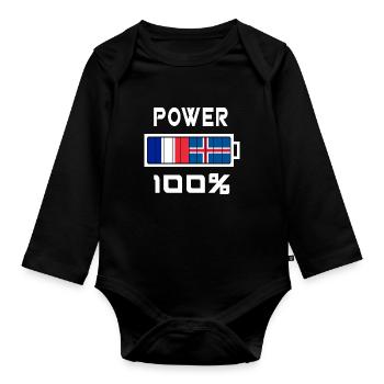 L'Islande et la France alimentent 100% - Body Bébé bio manches longues - noir - Devant