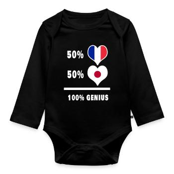 La France et le Japon génie / cadeau - Body Bébé bio manches longues - noir - Devant