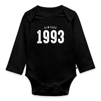 Typographie vintage 1993 - Body Bébé bio manches longues - noir - Devant