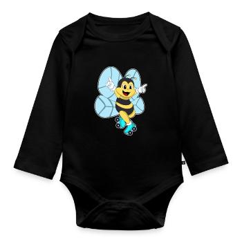 Biene Rollschuhfahren Rollschuhe - Baby Bio-Langarm-Body - Schwarz - Vorne