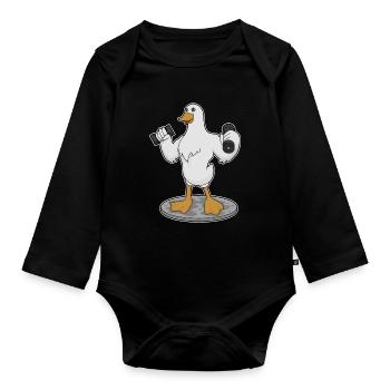 Dumbbells Bodybuilding Canard - Body Bébé bio manches longues - noir - Devant