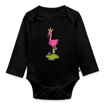 Couronne de flamant rose - Body Bébé bio manches longues - noir - Devant
