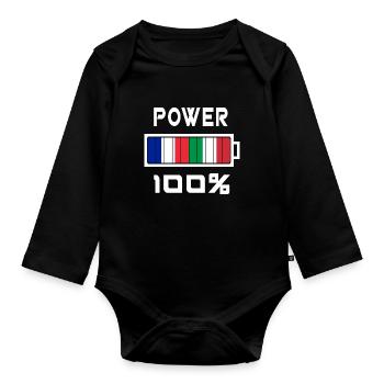 Italy and France are in power - Organic Longsleeve Baby Bodysuit - black - Front