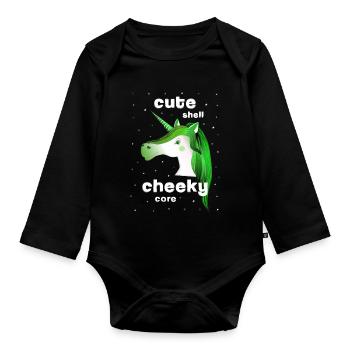 Green Unicorn Cute cheeky - Baby Bio-Langarm-Body - Schwarz - Vorne