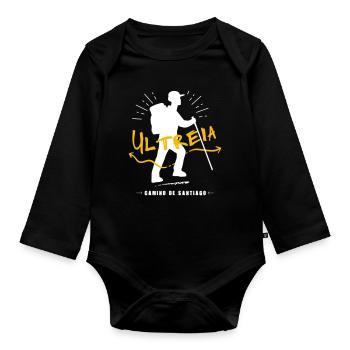 Ultreïa, camino de Santiago ! - Body Bébé bio manches longues - noir - Devant