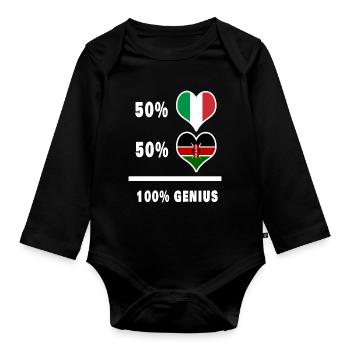 Italien und Kenia genial / Geschenk - Baby Bio-Langarm-Body - Schwarz - Vorne