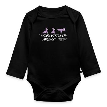 Lama Yoga Zeit - Baby Bio-Langarm-Body - Schwarz - Vorne