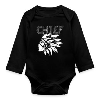 chief chief icon feathers indian logo icon - Organic Longsleeve Baby Bodysuit - black - Front
