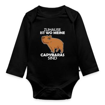 Capybara - Baby Bio-Langarm-Body - Schwarz - Vorne