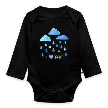 J’aime la pluie, les gouttes de pluie, les nuages météorologiques, l’humidité - Body Bébé bio manches longues - noir - Devant
