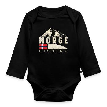 Norvège Pêche à la ligne Pêche - Body Bébé bio manches longues - noir - Devant