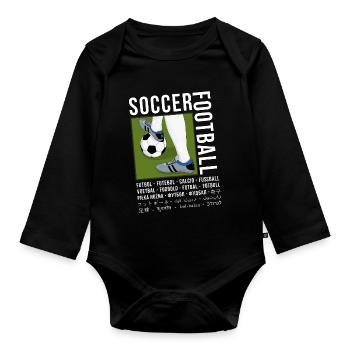 Fußball in verschiedenen Sprachen - Baby Bio-Langarm-Body - Schwarz - Vorne