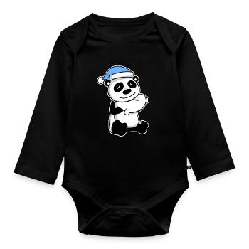 Panda Bébé - Body Bébé bio manches longues - noir - Devant