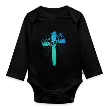 Saved by Grace - Organic Longsleeve Baby Bodysuit - black - Front