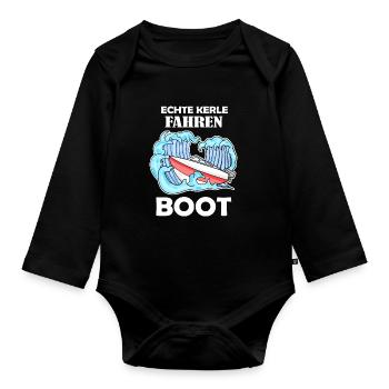 Boote Motorboot Kapitän Boot Seefahrt Geschenk - Baby Bio-Langarm-Body - Schwarz - Vorne