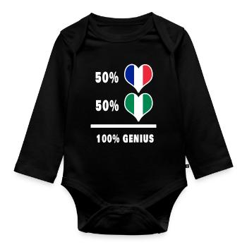 Das Genie / Geschenk aus Frankreich und Nigeria - Baby Bio-Langarm-Body - Schwarz - Vorne