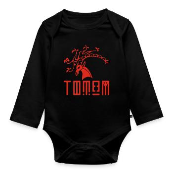 Cerf rouge animal totem - Body Bébé bio manches longues - noir - Devant