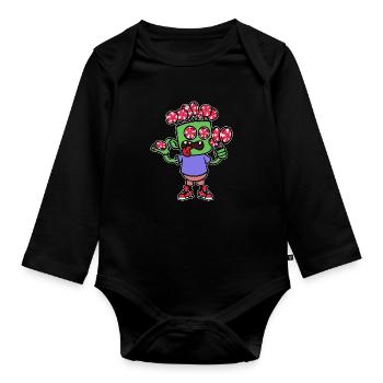 Naschkatzen Bonbon Lecker Süßigkeiten Nachspeise - Baby Bio-Langarm-Body - Schwarz - Vorne