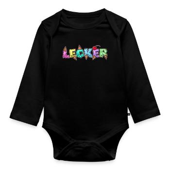 Lecker Nachspeise Eis Süßigkeiten Naschkatzen - Baby Bio-Langarm-Body - Schwarz - Vorne