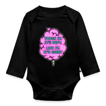 Süßigkeiten Zucker Naschkatzen Lecker Statement - Baby Bio-Langarm-Body - Schwarz - Vorne