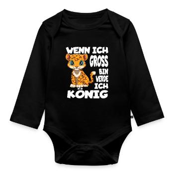 Wenn Ich Groß Bin Werde Ich König - Baby Bio-Langarm-Body - Schwarz - Vorne