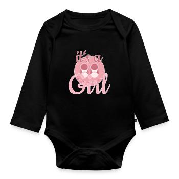 Cadeau Bébé Fille - Body Bébé bio manches longues - noir - Devant