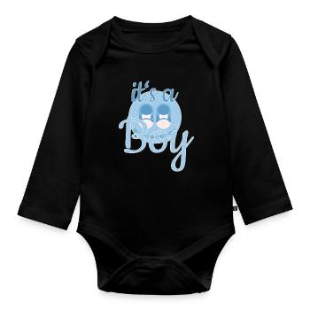 Cadeau Bébé Garçon - Body Bébé bio manches longues - noir - Devant
