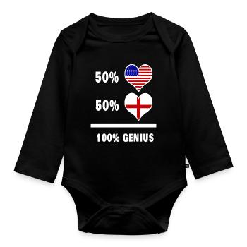 England and USA Genius / gift - Organic Longsleeve Baby Bodysuit - black - Front