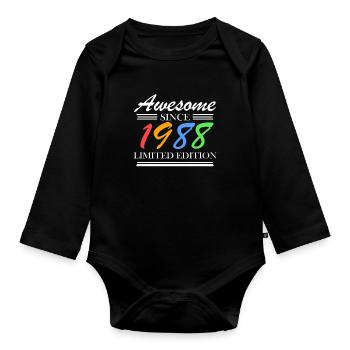 1988 - Born 1988 - Fantastic since 1988 - Organic Longsleeve Baby Bodysuit - black - Front