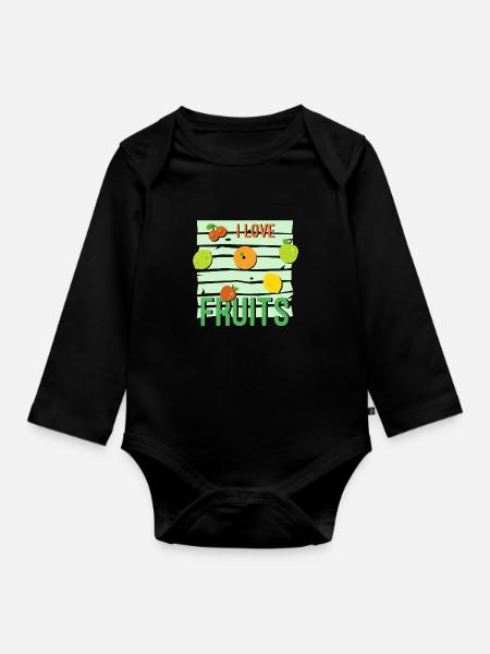I love Fruits - Baby Bio-Langarm-Body - Schwarz