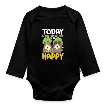 Today Is The Perfect Day To Be Happy - Baby Bio-Langarm-Body - Schwarz - Vorne