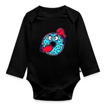 Donut Lecker Süßigkeiten Backen Naschen Kalorien - Baby Bio-Langarm-Body - Schwarz - Vorne