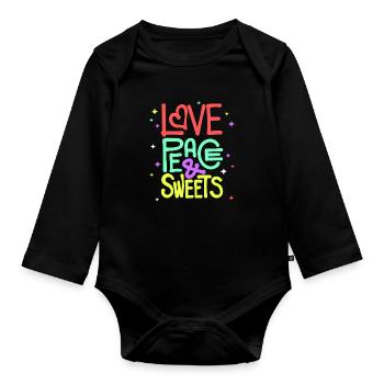Sweets Statement Dessert With a sweet tooth - Organic Longsleeve Baby Bodysuit - black - Front