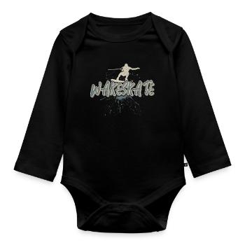 Wakeskate Wakeskating Wakeskater Wakeboard - Organic Longsleeve Baby Bodysuit - black - Front
