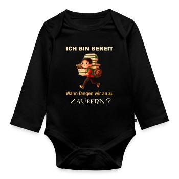 Lasst den Kleinen ihre Phantasie - Baby Bio-Langarm-Body - Schwarz - Vorne