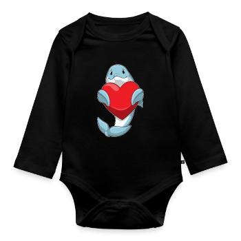 Cœur de Dauphin - Body Bébé bio manches longues - noir - Devant