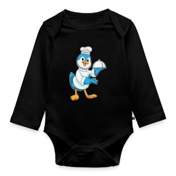 Bird Cooking Serving Bell Cooking - Organic Longsleeve Baby Bodysuit - black - Front