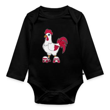 Hahn Rollschuhfahren Rollschuhe - Baby Bio-Langarm-Body - Schwarz - Vorne