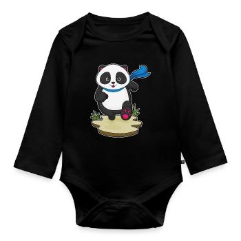 Panda Jogger Jogging Sport - Body Bébé bio manches longues - noir - Devant