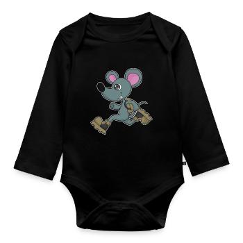 Mouse Jogger Jogging Sport - Body Bébé bio manches longues - noir - Devant