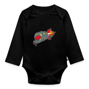 Snake Rocket - Organic Longsleeve Baby Bodysuit - black - Front