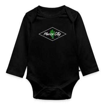 Cactus Skyline Mexico City - Organic Longsleeve Baby Bodysuit - black - Front