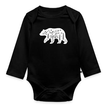 Nature totem polar bear - Organic Longsleeve Baby Bodysuit - black - Front