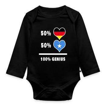 Deutschland und Somalia 100% Genial / Geschenk - Baby Bio-Langarm-Body - Schwarz - Vorne