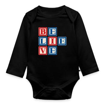 Believe 2 - Organic Longsleeve Baby Bodysuit - black - Front